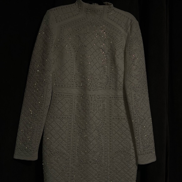 Bebe White Embellished Dress, Size L - Picture 3 of 4